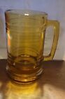 Vintage Yellow Amber Glass Beer Drinking Stein Mug 