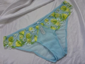 XL, Victoria's Secret Dream Angels Lemon Embroidery blue Mesh Cheeky, NEW - Picture 1 of 11