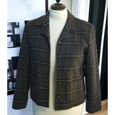 Harris Wallace Jacket Blazer Womens Sz Small Plaid Gray Wool Blend Button Up - Image 1 of 4