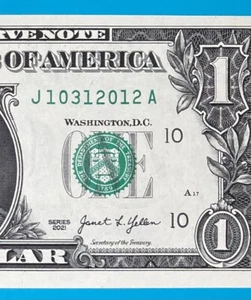 October 31, 2012 : J 10312012 A BIRTHDAY NOTE $1 One Dollar Bill *UNC* 🎂🎁 - Picture 1 of 3