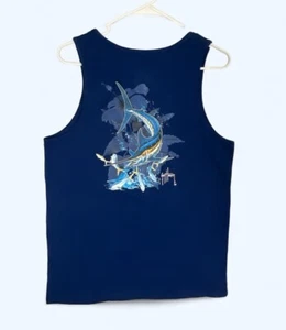 GUY HARVEY Tank Top Shirt Mens Size Small Blue Swordfish Graphic Classic Fit - Picture 1 of 6