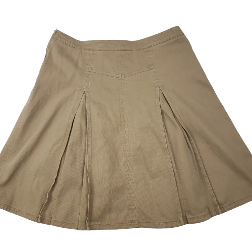 GH Bass & Co Women's Skirt Size 10 Tan Corduroy Flare Pleated Cotton - Image 1 of 4