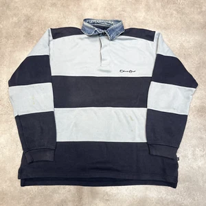 Camisa Polo Étnica Azul Rugby Para Hombre Grande EE. UU. Y2K Vintage, Gris - Imagen 1 de 12