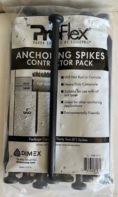 Proflex 8" 32 piezas Picos de anclaje de paisaje Borde Estacas Foto 1 de 3