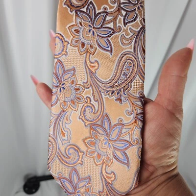 Sofisticada corbata para hombre Geoffrey Beene 100 % seda | patrón floral cachemir Foto 1 de 4