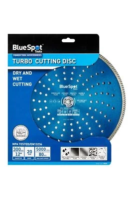 BLUESPOT Blue Spot Turbo Diamond Cutting Disc 300mm 12" Grinder Blade Porcelain Stone Gra