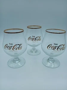 Coca Cola Gläser Goldrand weißer Eichstrich 0,3L Schwenker 3 Stück Vintage - Bild 1 von 6