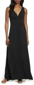 NUEVO Maxi Vestido Jersey Loveappella Sin Mangas Cuello en V Talla Mediana Negro ENVÍO GRATIS - Imagen 1 de 8