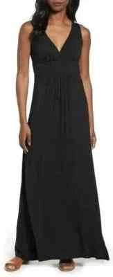 NEW Loveappella Sleeveless V Neck Jersey Maxi Dress Size Medium Black - Image 1 of 4