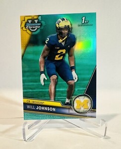 2023 Will Johnson Bowman Chrome University Aqua /299 1st Michigan Wolverines