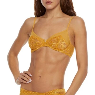 Sutiã La Perla tamanho 32B Ambra malha metálica e renda com fio copo macio com fio - Imagem 1 de 4