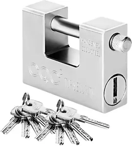Heavy Duty Padlock Steel & 5 Keys Armoured Shutter Warehouse Container Lock 94mm - Picture 1 of 7