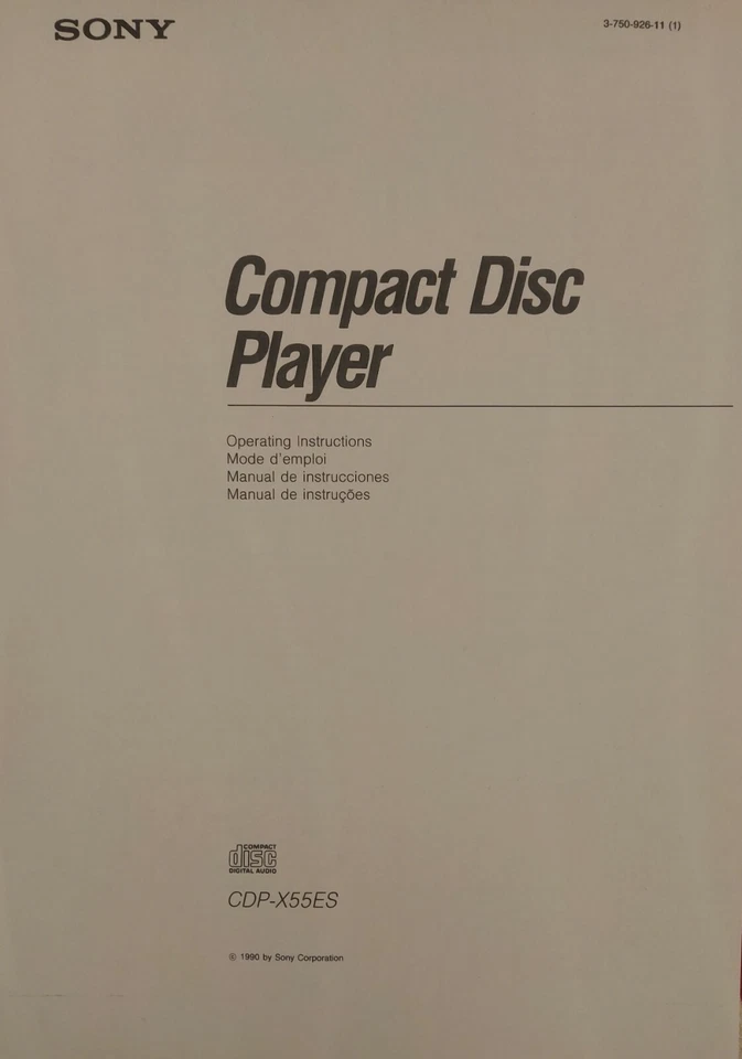 Sony CDP-X55ES - Compact Disc CD Player - Bedienungsanleitung - BENUTZERHANDBUCH