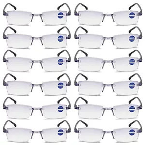 12 Pair Rimless Mens Blue Light Blocking Reading Glasses Anti Blue Light Readers - Picture 1 of 8