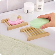 Hot Bathroom Soap Dish Drain Tray Holder Sponge Plate Storage Rack Natural Wood