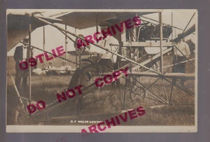 Chadron NEBRASKA RPPC c1910 AIRPLANE PILOT Plane Cockpit C.F. WALSH Aviator FAIR - Picture 1 of 3