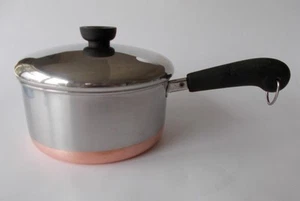 2 Quart Revere Ware SS Soßenpfanne Kupfer plattiert Boden mit Deckel Clinton, Ill 93d - Bild 1 von 4