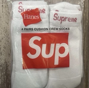 ¡Juego de 4 pares de calcetines blancos de cuello redondo Supreme Hanes para hombre 6-12! - Imagen 1 de 4