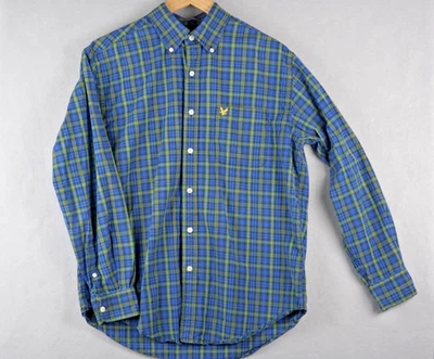 Lyle & Scott Scotland Plaid Button Down Shirt 80’s 2-Ply Cotton Blue/Green M - Image 1 of 4