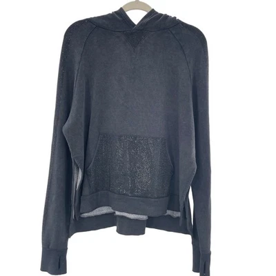 Sudadera con capucha Butter Supersoft para mujer gris carbón estrás agujero para el pulgar talla grande Foto 1 de 4