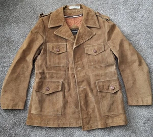 Vintage Towncraft JC Penny braune Wildlederjacke mit Knopfleiste und Fleecefutter  - Bild 1 von 9