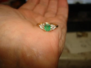 Vintage schöner Ring EREV 14k Gelbgold Diamant Smaragd 3 Gramm Größe 6,75 - Bild 1 von 9