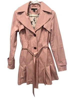 Gabardina para mujer Via Spiga impermeable con cinturón plisada rosa talla XS Foto 1 de 4