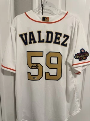 Rare Houston Astros Framber Valdez 2022 Champions Jersey (Beckett) - Image 1 of 3