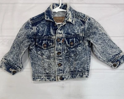 Chaqueta vaquera Little Levis lavado ácido niño pequeño talla 4 azul denim a presión camionero de colección años 80 Foto 1 de 4