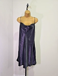 Vintage Y2K Fairy Goth schwarz Satin drapiert Negligee Unterkleid Damen M Gilligan Omalley - Bild 1 von 7