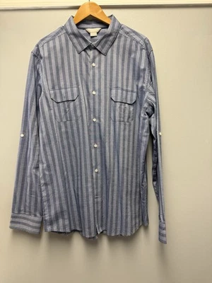 CLAIBORNE Mens Size XXL  Slim Fit Blue Striped Stretch Casual Shirt  - Image 1 of 4