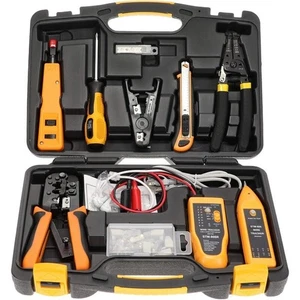 Profi Netzwerk Werkzeug Set 15 in 1 RJ45 Crimper Tool Cat 5 Cat6 Kabeltester - Bild 1 von 9