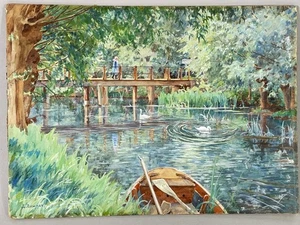 Stunning Antique Impressionist Watercolour Painting Signed E Bowman 1917 - Picture 1 of 9