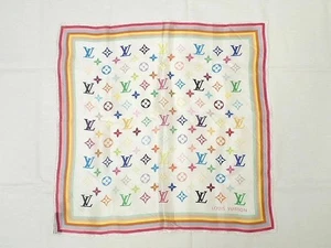 Louis Vuitton M71913 Monogram Multicolor Silk 100% Mini Scarf Used from Japan - Picture 1 of 4