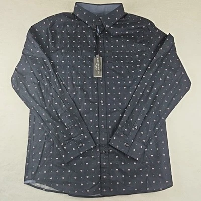 NWT $44 Eighty Eight Button Up Shirt Men XL Black Geometric Cotton Long Sleeve - Image 1 of 4