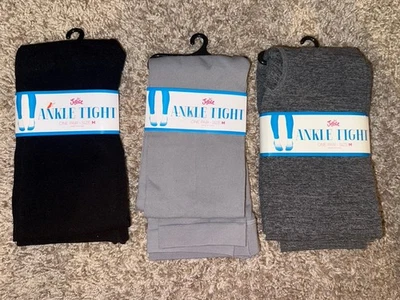 Nuevo con etiquetas Lote Medias al Tobillo Justice Negras Gris Claro Gris Jaspeado Niñas Talla M 10/12/14 Foto 1 de 4