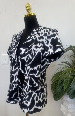 Nueva Chaqueta Blazer Jones Wear Para Mujer Negra Blanca Mezcla de Algodón Manga Corta Talla 16 Foto 1 de 4