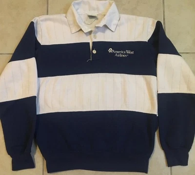 Sudadera De Colección Años 90 America West Airlines Desteñida Bloques de Color XS Aeropuerto Grunge Años 80 Foto 1 de 4