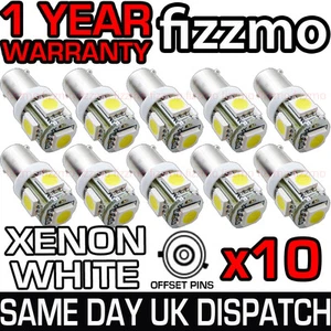 10x 5 SMD LED XENON WHITE SIDE LIGHT BULB 433c 433 434 H6W BAX9S CAP BAYONET UK - Picture 1 of 1