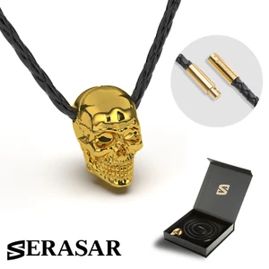 SERASAR, Herren Lederhalskette "Skull" Geburtstagsgeschenk für Vater oder Bruder - Bild 1 von 22