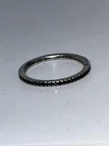Größe 10 blauer Stein Eternity Ring Sterlingsilber 60 kleine Steine - Bild 1 von 5