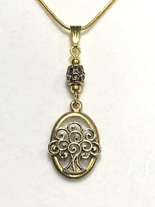 25% Off Sale * HANDCRAFTED GOLDEN  CELTIC TREE OF LIFE NECKLACE-NEW - Picture 1 of 7