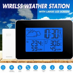 Wireless Wetterstation Funkwetterstation Digital Thermometer Wettervohersage Uhr - Bild 1 von 14