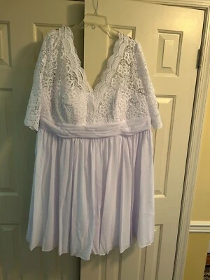 New with Tags Babaroni White Lace and Chiffon Wedding Dress - Size 28W in White - Image 1 of 2