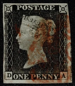 1840 1d Black Pl 3 DA 4m Red MX Plate Wear VFU Cat. £500.00 - Picture 1 of 1