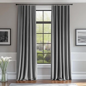 Blackout Velvet Curtains Grey Thermal Insulated Drapes for Bedroom Living Room D - Picture 1 of 7