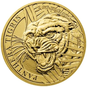 1 oz Laos Goldmünze Panthera Tigris - Tiger 2021 BU mit Zertifikat und Box - Picture 1 of 5