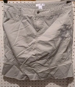 White House Black Market Size 14 Brown Embroidered Skirt Floral Khaki - Picture 1 of 7