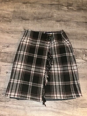Falda envolvente Sag Harbor para mujer a cuadros tartán mezcla de lana talla 10 roja/bronceada/negra usada en excelente estado Foto 1 de 4