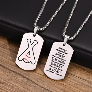Edelstahl Dog Tag Anhänger Kette Punk Gravur Baseball Damen Herren Halskette - Bild 1 von 5